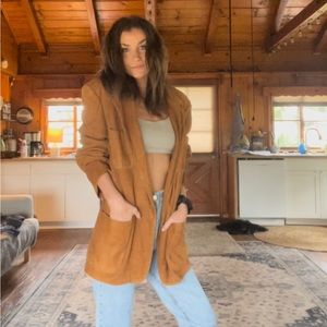 Oversized Vintage brown leather spot coat!